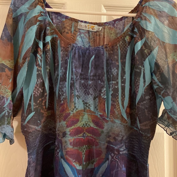 Unity World Wear Sheer Purple Multi Color Dress - Picture 3 of 5